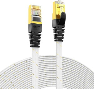 CAT7����STP ����LAN�P�[�u�� 2m 10Gbps/600MHz RJ45 �t���b�g�C���^�[�l�b�g�P�[�u�� �����b�L �R�l�N�^ �g�R (�z���C�g, 2M)