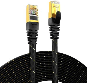 CAT7����STP ����LAN�P�[�u�� 1m 10Gbps/600MHz RJ45 �t���b�g�C���^�[�l�b�g�P�[�u�� �����b�L�R�l�N�^ �g�R (�u���b�N, 1M)