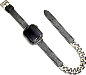 Apple watch �`�F�[�� �� ���U�[ �x���g 40mm 41mm 42mm ������� �A�b�v���E�H�b�` �o���h ���U�[�o���h/�X�e�����X �{�v/�V���o�[ �u���b�N Series 10 9 (�u���b�N, 40mm 41mm 42mm)