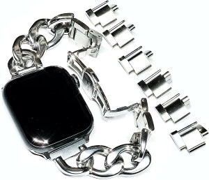 Apple watch �`�F�[���o���h ������� �A�b�v���E�H�b�` ���v �o���h�x���g/�X�e�����X �V���o�[ Series 10 9 8 7 6 5 4 Ultra ���f�B�[�X �����Y �M�t�g (�V���o�[, 40mm 41mm 42mm)