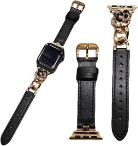 Apple watch �`�F�[�� �� ���U�[ �o���h ������� �A�b�v���E�H�b�` ���v �x���g ���U�[�o���h/���^�� �{�v/�V���o�[ Series 10 9 8 7 6 5 4 �M�t�g (�u���b�N/�S�[���h, 44mm 45mm 46mm)
