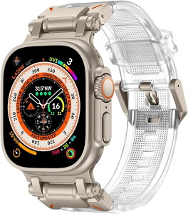 Apple watch �o���h Ultra 3/2/1 �Ή� 49mm Series 10/9/8/7/6/5/4/SE 46/45/44mm ������� �A�b�v���E�H�b�` �x���g TPU �X�e�����X/�u���b�N �X�|�[�c (�N���A�i�����j)