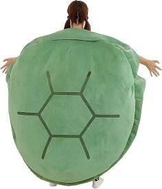 亀の甲羅 クッション 着ぐるみ 着用可能 ぬいぐるみ コスプレ 抱き枕 リラックス 座布団 座椅子 背もたれ 読書 動画視聴 (グリーン 80cm)
