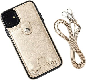 iPhone 11 �X�}�z�V�����_�[ �X�g���b�v �P�[�X �΂߂��� ��|�� ���|�� �J�[�h���[ ���f�B�[�X �����Y iP11 �S�[���h ML0028 (�S�[���h, iPhone 11)
