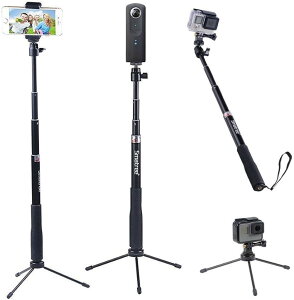 2020���@�\�A���~���B��_ �O�r �X�^���h�t�� �V�[�^ GoPro Hero 9/8/7/6/5/4/3+/3/Session/Fusion/GOPRO�q�[���[2018/DJI Yi�A�g�ѓd�b�ɑΉ� �h�� (��, 30cm-93cm)