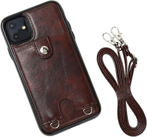 iPhone 11 �X�}�z�V�����_�[ �X�g���b�v �P�[�X �΂߂��� ��|�� ���|�� �J�[�h���[ ���f�B�[�X �����Y iP11 �u���E�� ML0028 (�u���E��, iPhone 11)