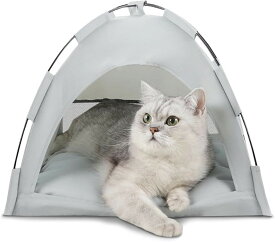 猫 ハウス キャットハウス アウトドア ドーム型 テント型 (ライトグレー, 小「40cmx40cm」)