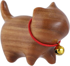 猫 置物 木製 雑貨 ねこぐっず雑貨 ガーデニング猫 ギフト 招き猫 緑檀 黒檀 (ブラウン)
