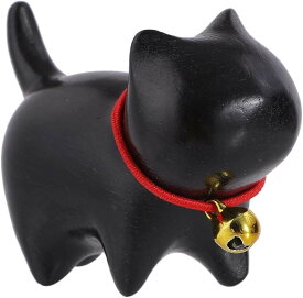 猫 置物 木製 雑貨 ねこぐっず雑貨 ガーデニング猫 ギフト 招き猫 緑檀 黒檀 (ブラック)