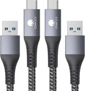 2M 2�{USB Type C �P�[�u�� 10Gbps �f�[�^�]�� USB3.1 Gen2 �^�C�v �����[�dQC/PD3.0�Ή� USB-A to USB-C Android Auto/CarPlay�Ή� (�O���[, 2M)
