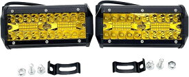 LED作業灯 120W ワークライト 12V/24V 農業機械 船舶 投光器 集魚灯 防水防塵 IP67 イエロー 黄色 2個セット (イエロー)