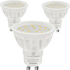 GU10 LED�d�� GU10����LED�X�|�b�g���C�g 5.5W 50-60W�`���� ���R�F4000K �񒲌���Ή� RA��85 �L�p120�x ���P�x600LM PSE�F�؍� (���R�F4000K, 3�Z�b�g)