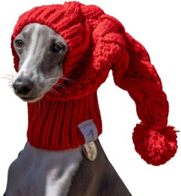 イタグレ帽子 ペット犬用 ニット帽 小型犬用 秋冬用の防寒 防寒アクセサリ (ワインレッド, M)