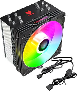 �݊��iAS600 120mm LED ARGB 5v 3pin ��� �T�C�h�t���[ CPU�N�[���[ LGA1700�Ή� AM5�Ή� 4pin PWM �t�@������ �q�[�g�p�C�v6�{ (�u���b�N)