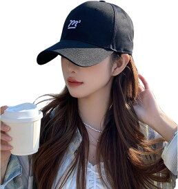 ジーティアモ キャップ レディース 英字 ロゴ アジャスター 調節 帽子 UV カット おしゃれ かわいい ワンポイント 小顔 深め 紫外線対策 紫外線カットきゃっぷ ぼうし ボウシ 可愛い カワイイ (ブラック, Free Size)
