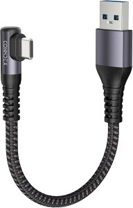 L���^�E�Z��20CM USB A to �P�[�u�� 10Gbps�����]�� USB3.1 Gen2 3.1A QC3.0�}���[�d 90�x���p�݌v Android Auto/CarPlay�Ή� (�O���[, 20cm)
