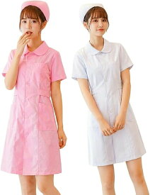 ナースコスプレ レディース ハロウィン 本格的 看護師 制服 コスチューム 衣装 可愛い ナース服 キャップ 2点セット (ホワイト, M)