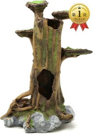 【楽天ランキング1位入賞】流木 爬虫類 登り木 隠れ家 シェルター トカゲ イモリ 蛇 (ブラウン, Lサイズ)
