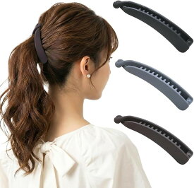 ヘアクリップ レディース 3個セット マットカラー 髪留め ポニーテール まとめ髪 ヘアアクセサリー シンプル (Aセット（マットブラック/アッシュグレー/モカブラウン）)