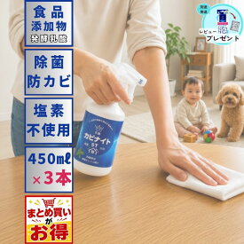 【まとめ買い割】乳酸 カビナイト ST 450ml スプレーボトル 3本セット カビ取り 非塩素系 微香性 ミント 弱酸性 浴室 浴槽 トイレ 押入れ 畳 除菌 HIYU ヒユウ 飛雄 ペット 安全 レビュー プレゼント