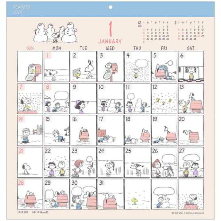 楽天市場】2024Calendar スヌーピー 壁掛けカレンダー2024年 コミック 