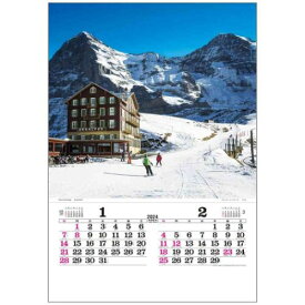 2024 Calendar トーハン DX スイス 壁掛けカレンダー2024年 フィルム フォト トーダン 写真 世界風景 インテリア 令和6年暦 マシュマロポップ