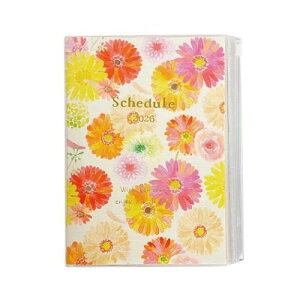 B6マンスリー手帳2026 nami nami 2026年月間ダイアリー ガーベラ クローズピン 10月始まり スケジュール帳 ガーリーイラスト 令和8年手帖 メール便可 マシュマロポップ