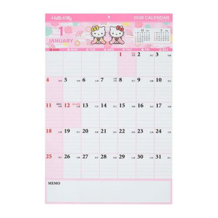 楽天市場】2026Calendar ハローキティ KTカキコミカレンダー26 壁掛け 