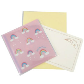 グリーティングカード 抗菌 マスクケース付き カード Petit Bonheur Rainbow オリエンタルベリー 2つ折りマスクケース＆メッセージカード＆封筒 しあわせ ますく堂 グッズ メール便可