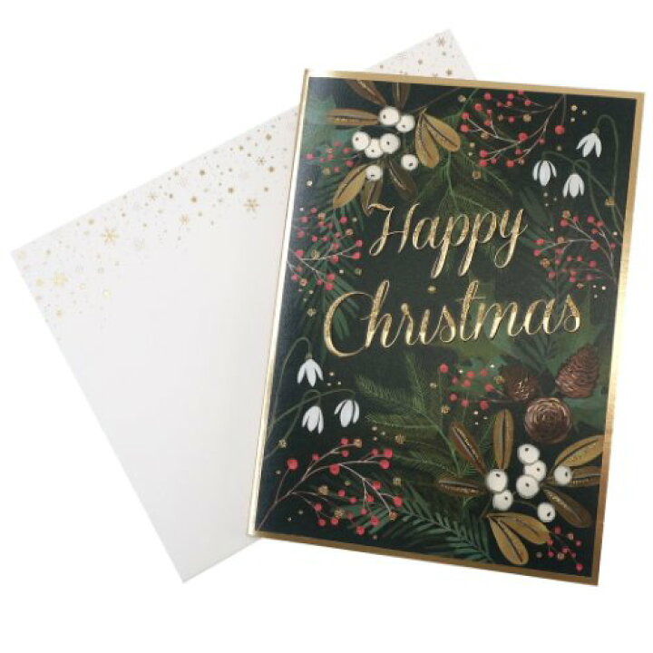 ヴィクトリア ネルソン Vns 1 Xmas クリスマスカード グリーティングカード 封筒付きラメ印刷メッセージカード 箔押 当店在庫してます クリスマスカード