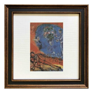  VK[ Marc Chagall Square Frame Couple of lovers on a red backgroung H ZFA-62143 zt Mtg CeA i }V}|bv
