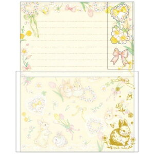 レターセット かわいい たけいみき 手紙セット イエローラビット クローズピン 便箋&封筒&封シール 大人可愛い ガーリーイラスト メール便可 マシュマロポップ