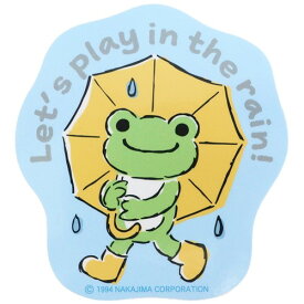 ビッグシール かえるのピクルス ダイカットビニールステッカー 雨の中で遊ぼう スモールプラネット デコシール 耐水性 メール便可 マシュマロポップ
