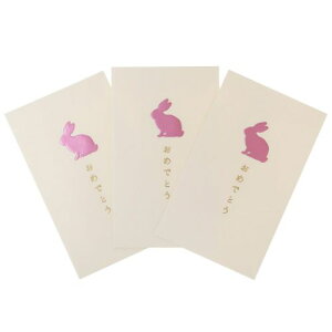ポチ袋 みんなの文具 ぽち袋3枚セット おめでとう うさぎ クローズピン 金封 おしゃれ メール便可 マシュマロポップ