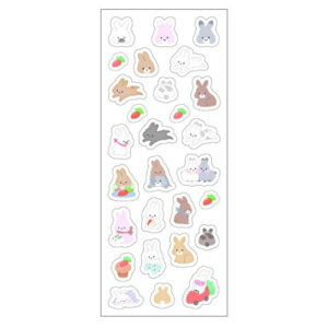 シールシート 貼ってはがせるフィルムシール うさぎ クローズピン 手帳デコ DECOシール かわいい メール便可 マシュマロポップ