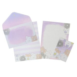 レターセット ミニサイズレター fuwa&moko パープル クーリア プレゼント かわいい メール便可 マシュマロポップ