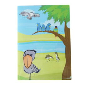 クリアフォルダー A4クリアファイル 絶滅危惧種 鳥の動物大集合 木野瀬印刷 新学期準備文具 かわいい メール便可 マシュマロポップ