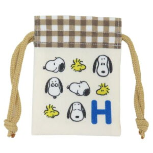 ミニ巾着袋 スヌーピー イニシャルまめ巾着 H ピーナッツ マリモクラフト まめきんちゃく 小物入れ メール便可 マシュマロポップ