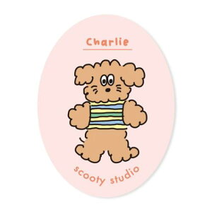 キャラクターステッカー scooty studio ダイカットステッカー 大 Charlie oval フロンティア デコシール デコレーション 耐水耐光 かわいい メール便可 マシュマロポップ