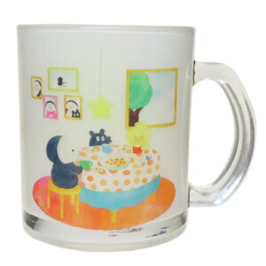 マグカップ ゆめぎんこう ガラスマグカップ おきゃくさま 金正陶器 プレゼント 絵本 マシュマロポップ