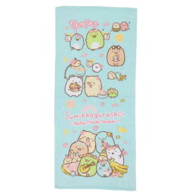 フェイスタオル すみっコぐらし プリントロングタオル ぺんぺんフルーツ サンエックス 犬飼タオル プレゼント メール便可 マシュマロポップ