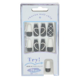 コスメ雑貨 ネイルチップロングスクエアタイプ BLACK HEART カミオジャパン ネイルアート 付け爪 おしゃれ メール便可 マシュマロポップ