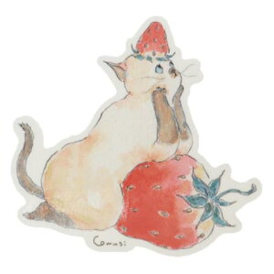 ダイカットシール トコロコムギ ステッカー いちごにゃんこは考え中 SP-165 アクティブコーポレーション デコシール かわいい メール便可 マシュマロポップ