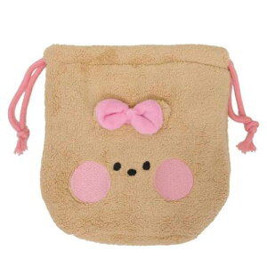 巾着袋 LINE FRIENDS minini ダイカット巾着ポーチ チョニニ サンタン きんちゃくポーチ 小物入れ メール便可 マシュマロポップ