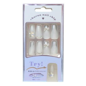 コスメ雑貨 ネイルチップロングスクエアタイプ PEARL WHITE カミオジャパン ネイルアート 付け爪 おしゃれ メール便可 マシュマロポップ