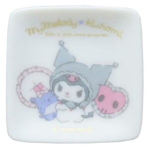 ミニプレート マイメロディ&クロミ プチ角小皿 マイメロディ50th&クロミ20th クロミ サンリオ 金正陶器 食器 かわいい メール便可 マシュマロポップ