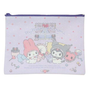 コスメポーチ マイメロディ&クロミ フラットポーチ エンジェル サンリオ ワタナベ 化粧ポーチ 小物入れ ペンケース メール便可 マシュマロポップ