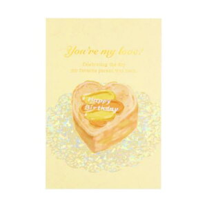 POSTCARD ROKKAKU Birthday Card バースデーカード 1枚入り ケーキ イエロー フタバ 箔押し 誕生日 メッセージカード グリーティングカード メール便可 マシュマロポップ