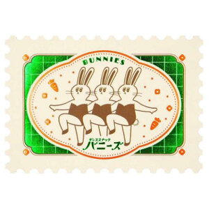 POSTCARD ROKKAKU x オビワン 切手型ポストカード 1枚入り バニーズ フタバ レトロ 箔押し メッセージカード メール便可 マシュマロポップ