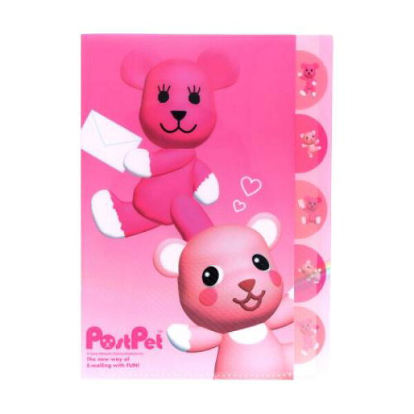 ポケットファイル PostPet ダイカットクリアファイル5P A4 モモ＆コモモ サンスター文具 新学期準備文具 メール便可 マシュマロポップ